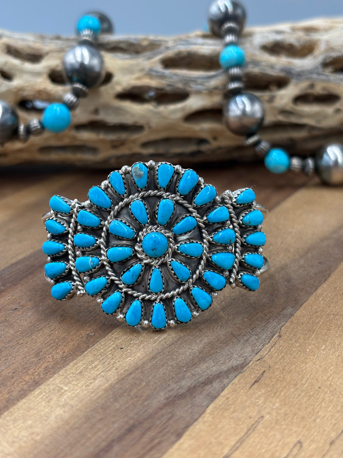Turquoise Cluster Cuff #922-32C by Davina Benally, Navajo