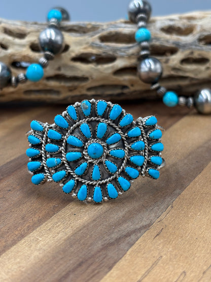 Turquoise Cluster Cuff #922-32C by Davina Benally, Navajo