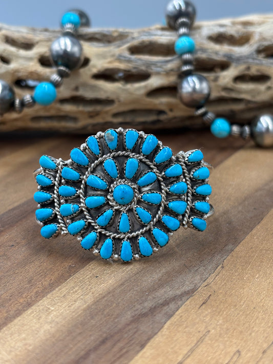 Turquoise Cluster Cuff #922-32C by Davina Benally, Navajo