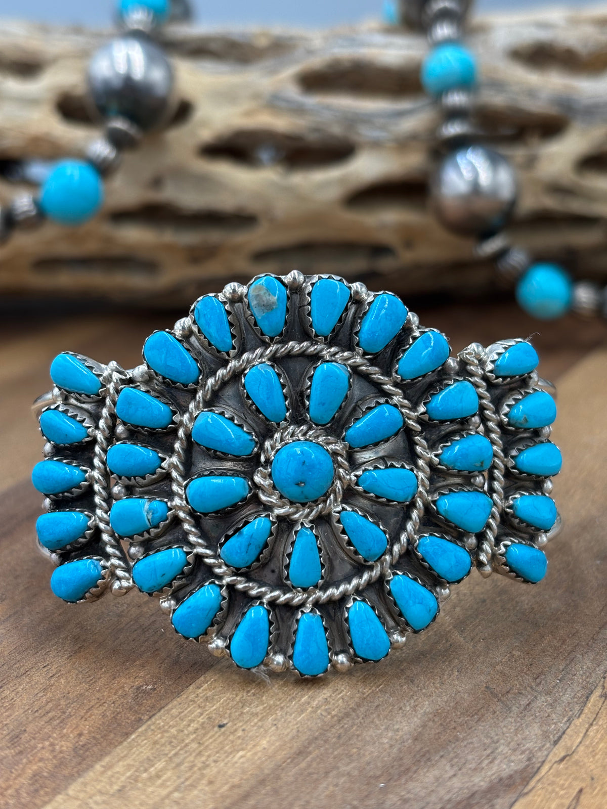 Turquoise Cluster Cuff #922-32C by Davina Benally, Navajo