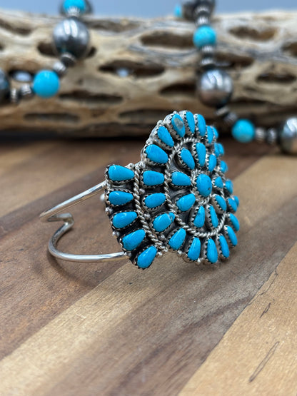 Turquoise Cluster Cuff #922-32C by Davina Benally, Navajo