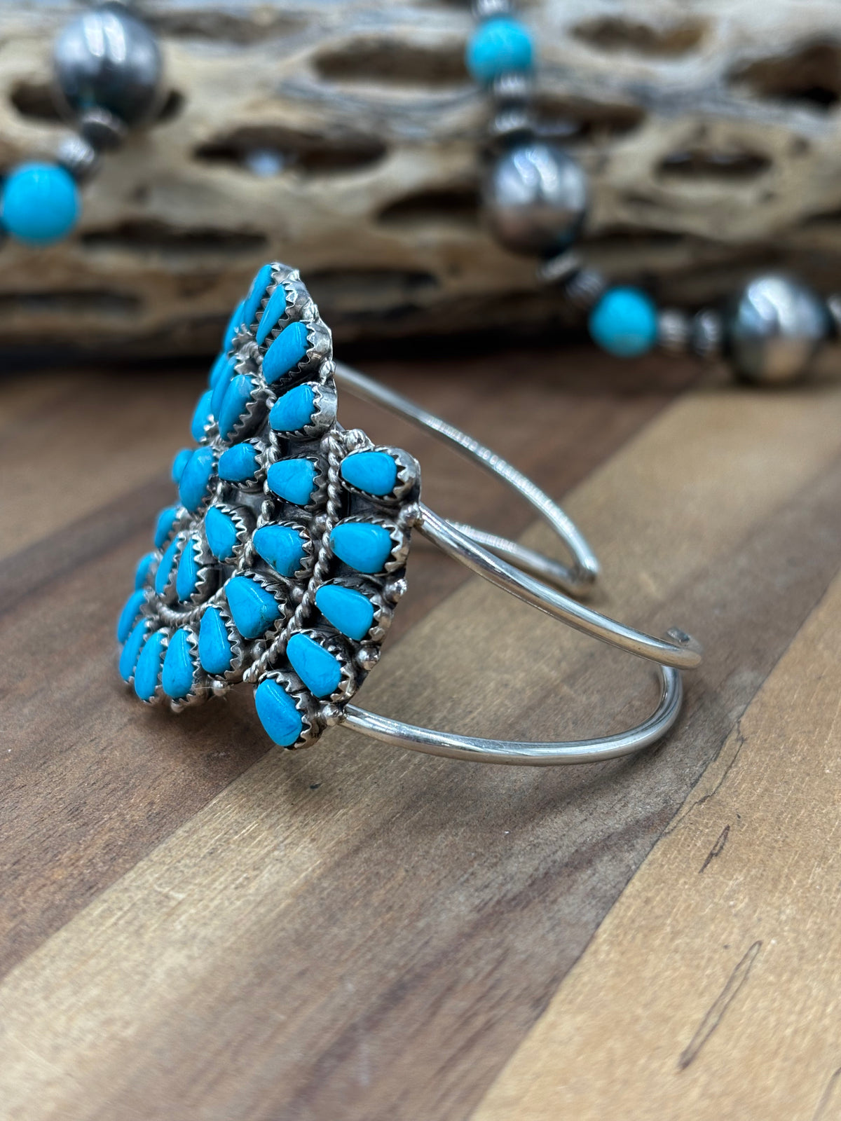 Turquoise Cluster Cuff #922-32C by Davina Benally, Navajo