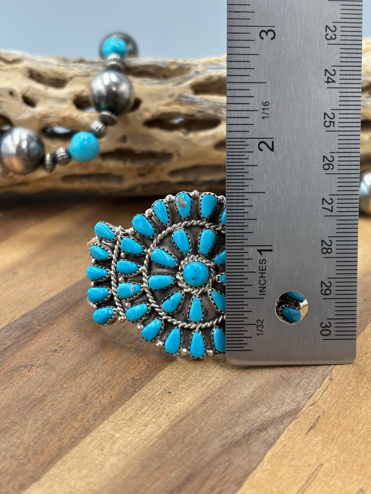 Turquoise Cluster Cuff #922-32C by Davina Benally, Navajo