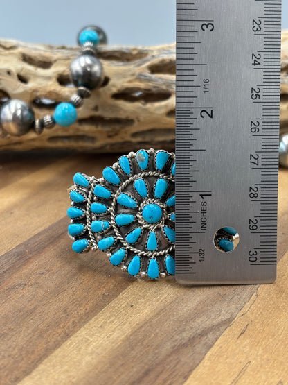 Turquoise Cluster Cuff #922-32C by Davina Benally, Navajo