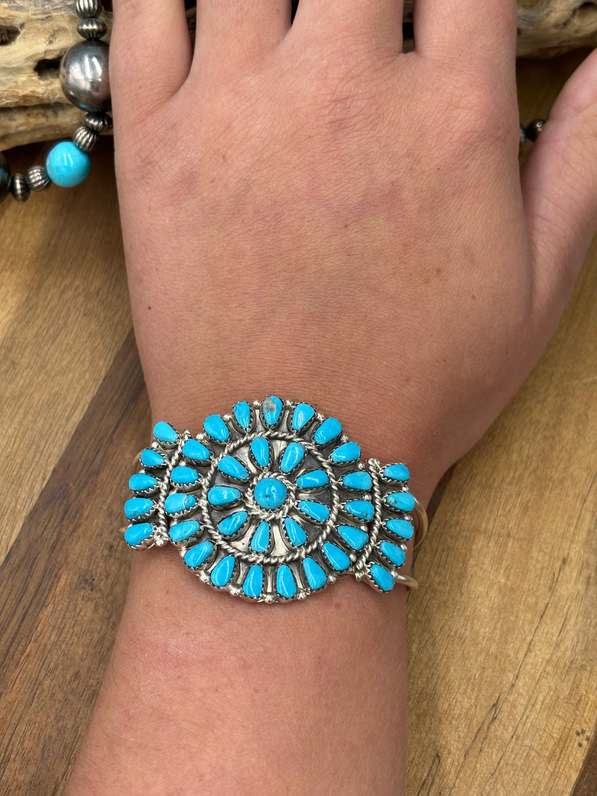 Turquoise Cluster Cuff #922-32C by Davina Benally, Navajo