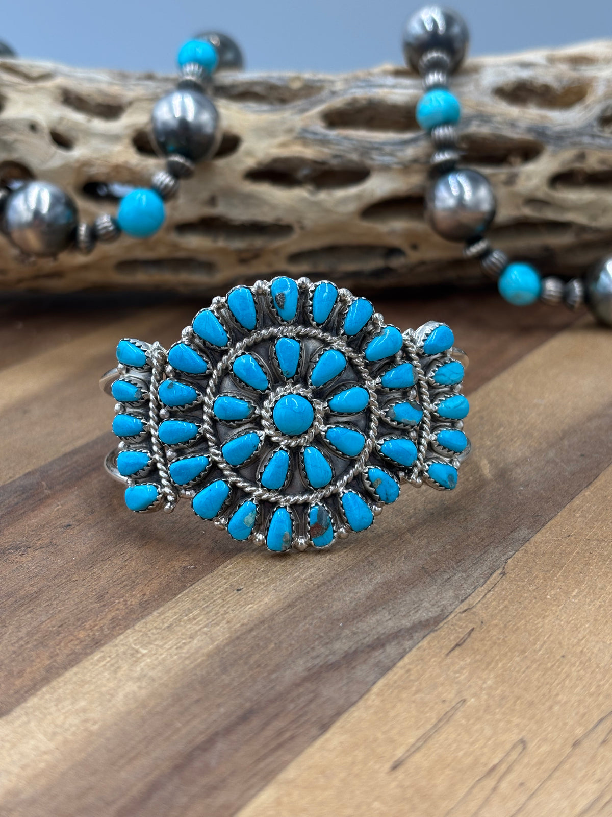 Turquoise Cluster Cuff #922-32D by Davina Benally, Navajo