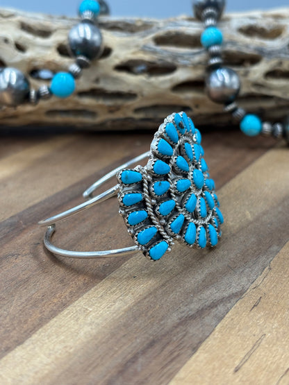 Turquoise Cluster Cuff #922-32D by Davina Benally, Navajo
