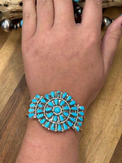 Turquoise Cluster Cuff #922-32D by Davina Benally, Navajo