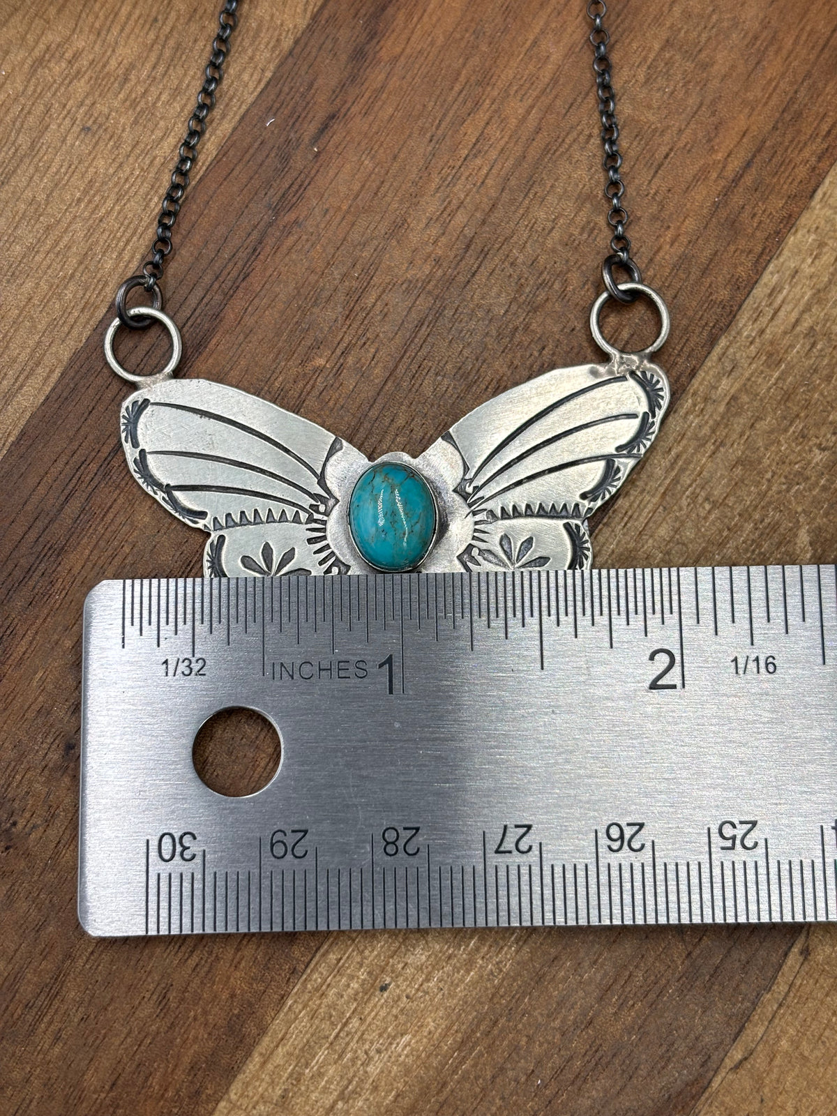 Kingman Turquoise #922-33 Butterfly Necklace by Rick Enriquez, Navajo