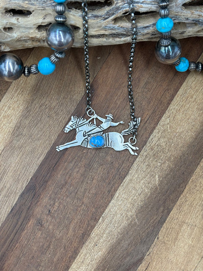 Golden Hills #922-34 Bronc Necklace by Charles Johnson II, Navajo