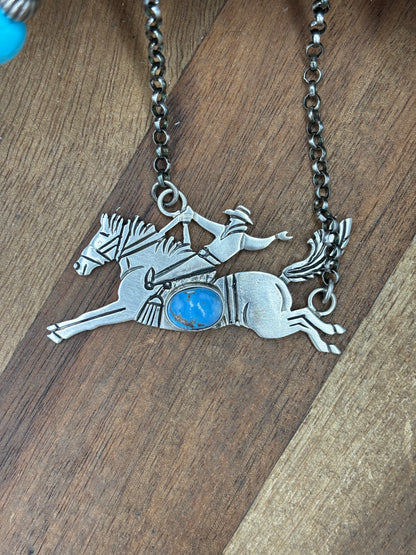 Golden Hills #922-34 Bronc Necklace by Charles Johnson II, Navajo