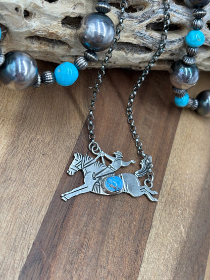 Golden Hills #922-34 Bronc Necklace by Charles Johnson II, Navajo