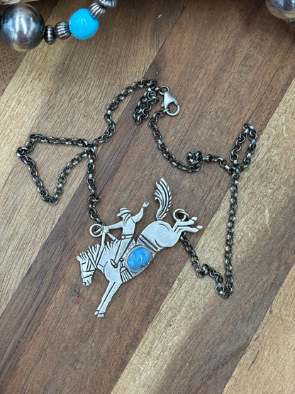 Golden Hills #922-34 Bronc Necklace by Charles Johnson II, Navajo