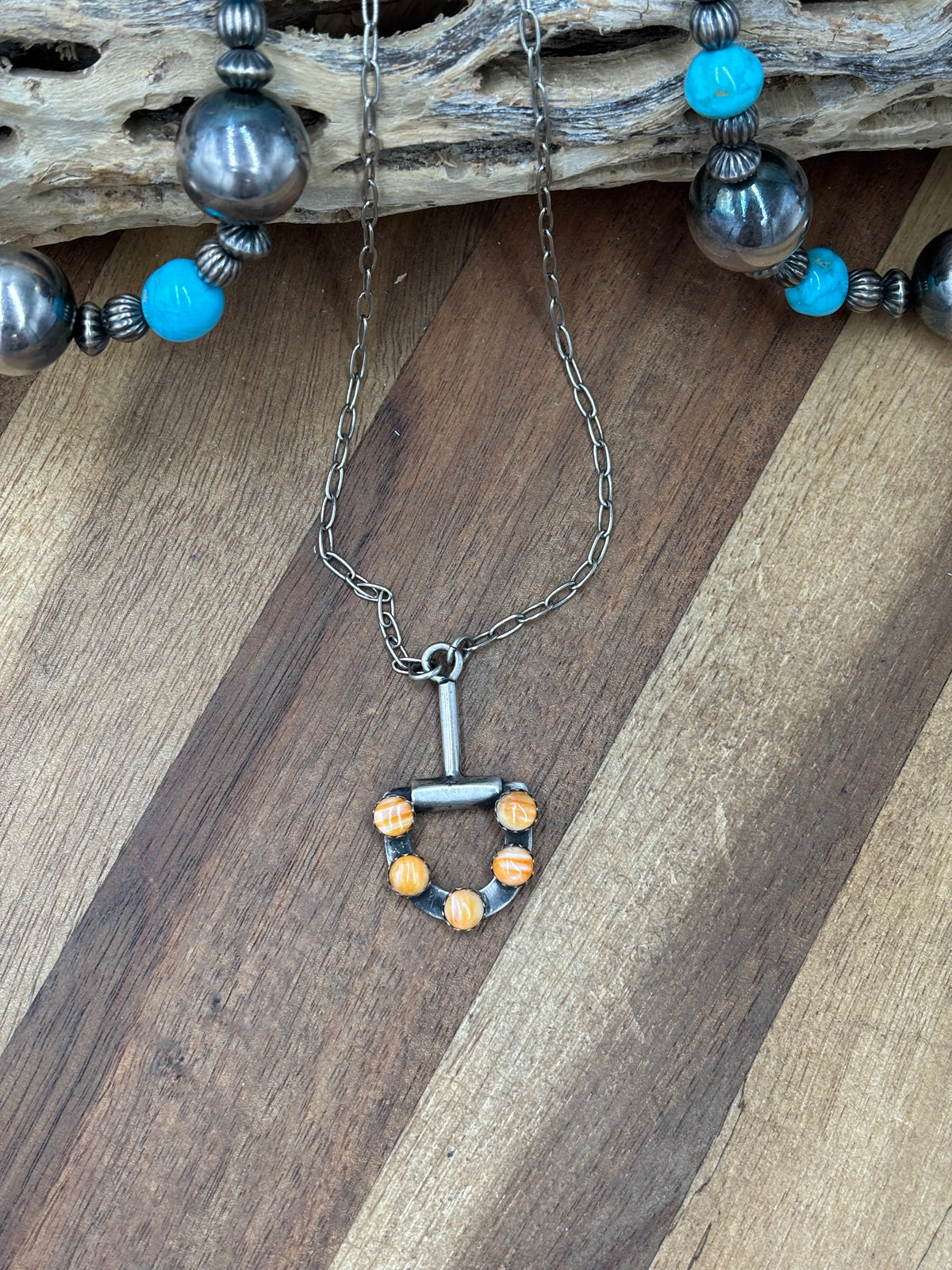 Orange Spiny #922-35 Snaffle Bit Necklace
