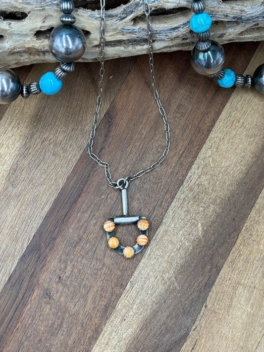 Orange Spiny #922-35 Snaffle Bit Necklace