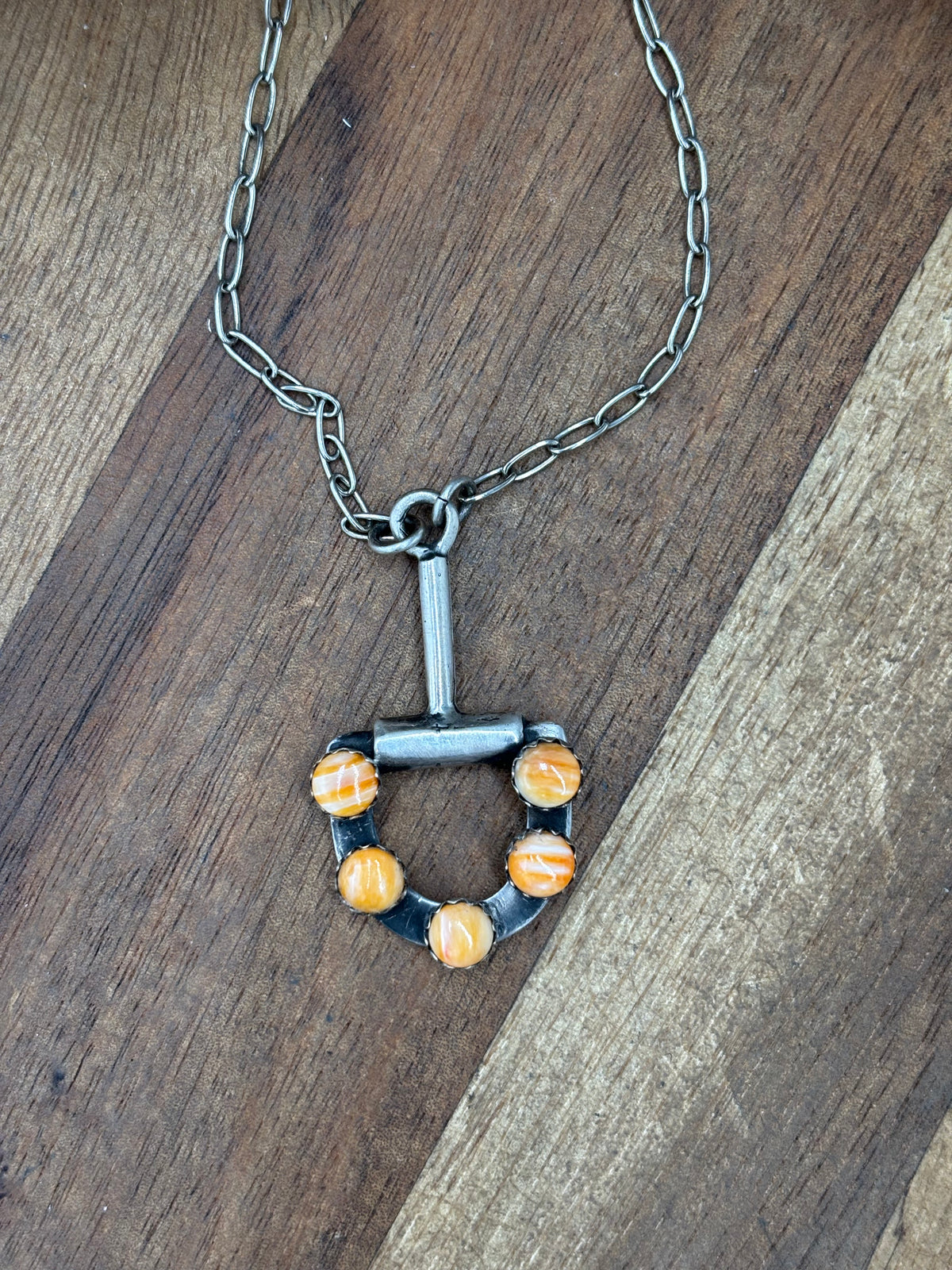 Orange Spiny #922-35 Snaffle Bit Necklace