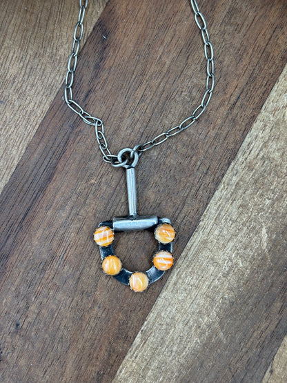 Orange Spiny #922-35 Snaffle Bit Necklace