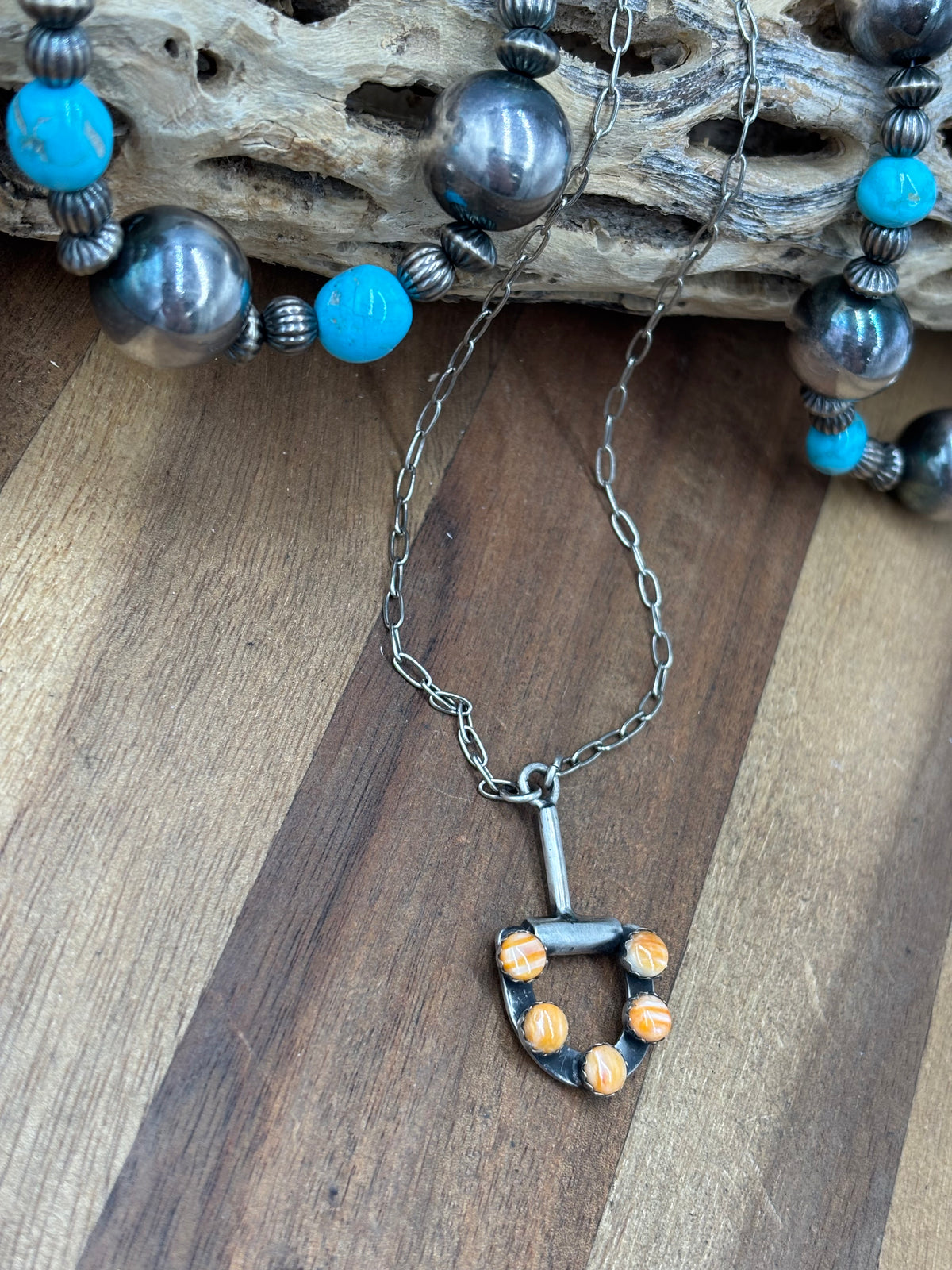 Orange Spiny #922-35 Snaffle Bit Necklace