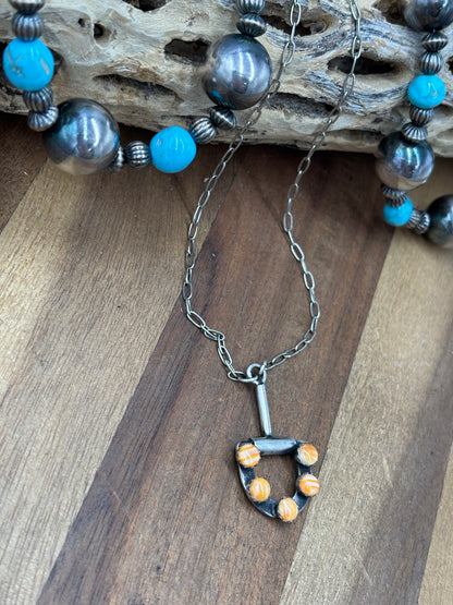 Orange Spiny #922-35 Snaffle Bit Necklace