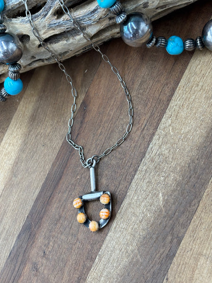 Orange Spiny #922-35 Snaffle Bit Necklace