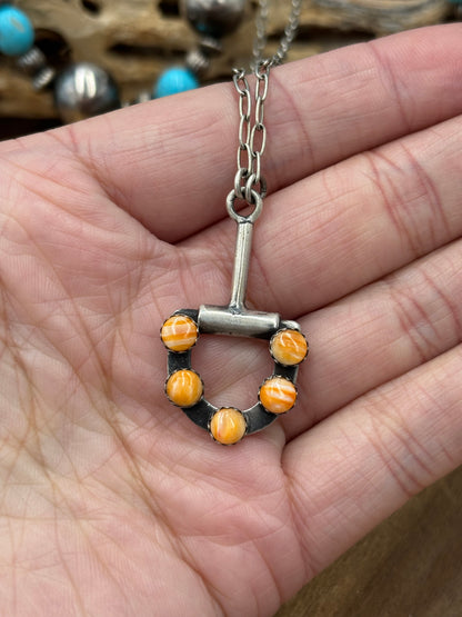 Orange Spiny #922-35 Snaffle Bit Necklace