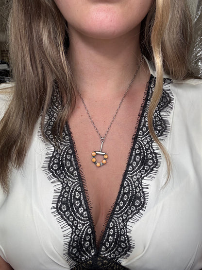 Orange Spiny #922-35 Snaffle Bit Necklace