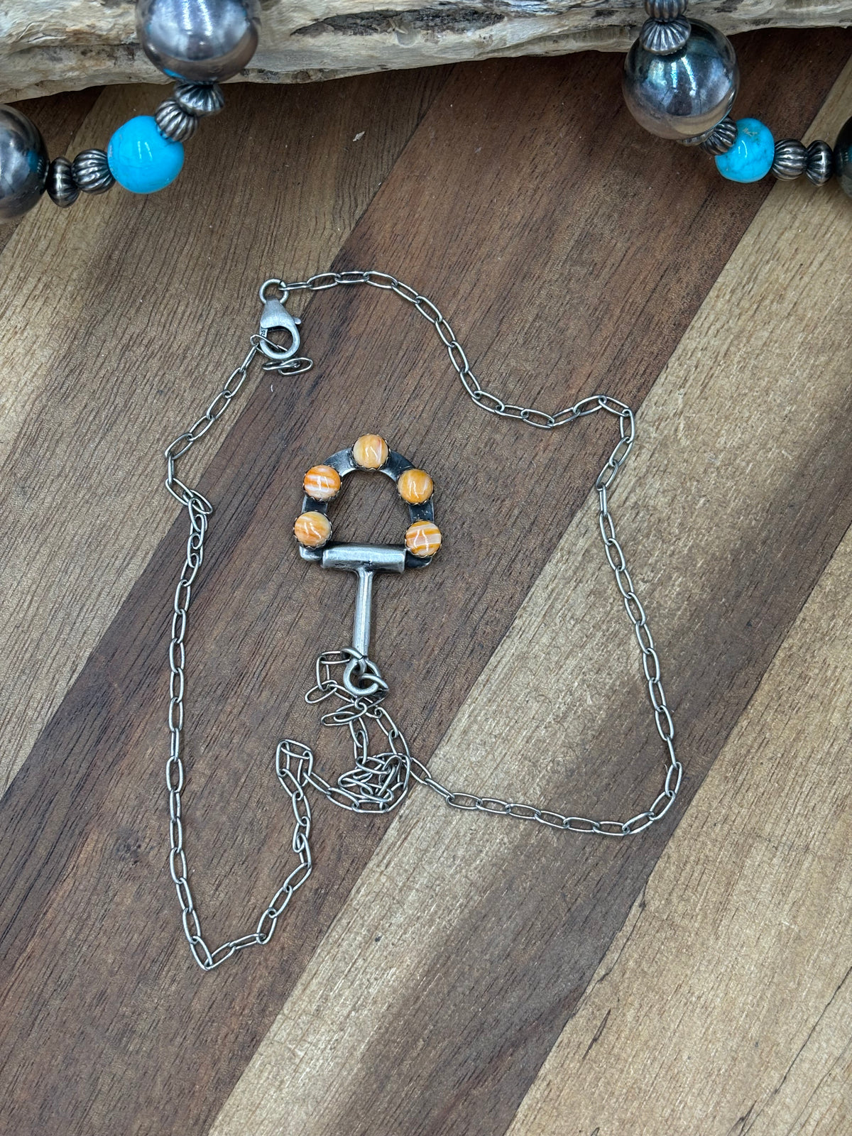Orange Spiny #922-35 Snaffle Bit Necklace