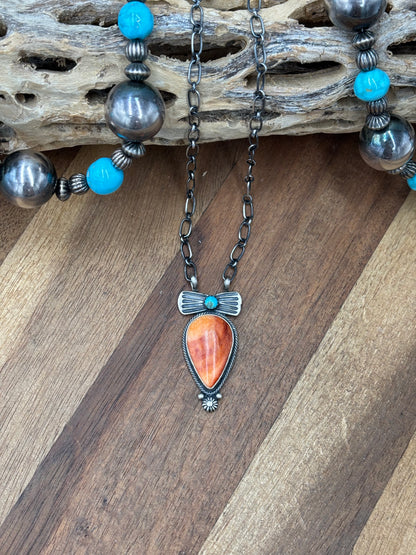 Orange Spiny #922-36 Necklace by Verley Betone, Navajo
