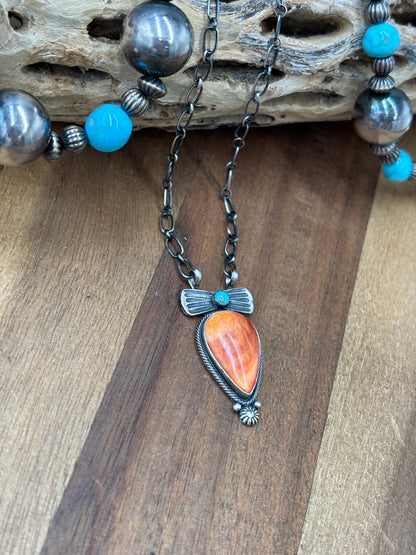 Orange Spiny #922-36 Necklace by Verley Betone, Navajo