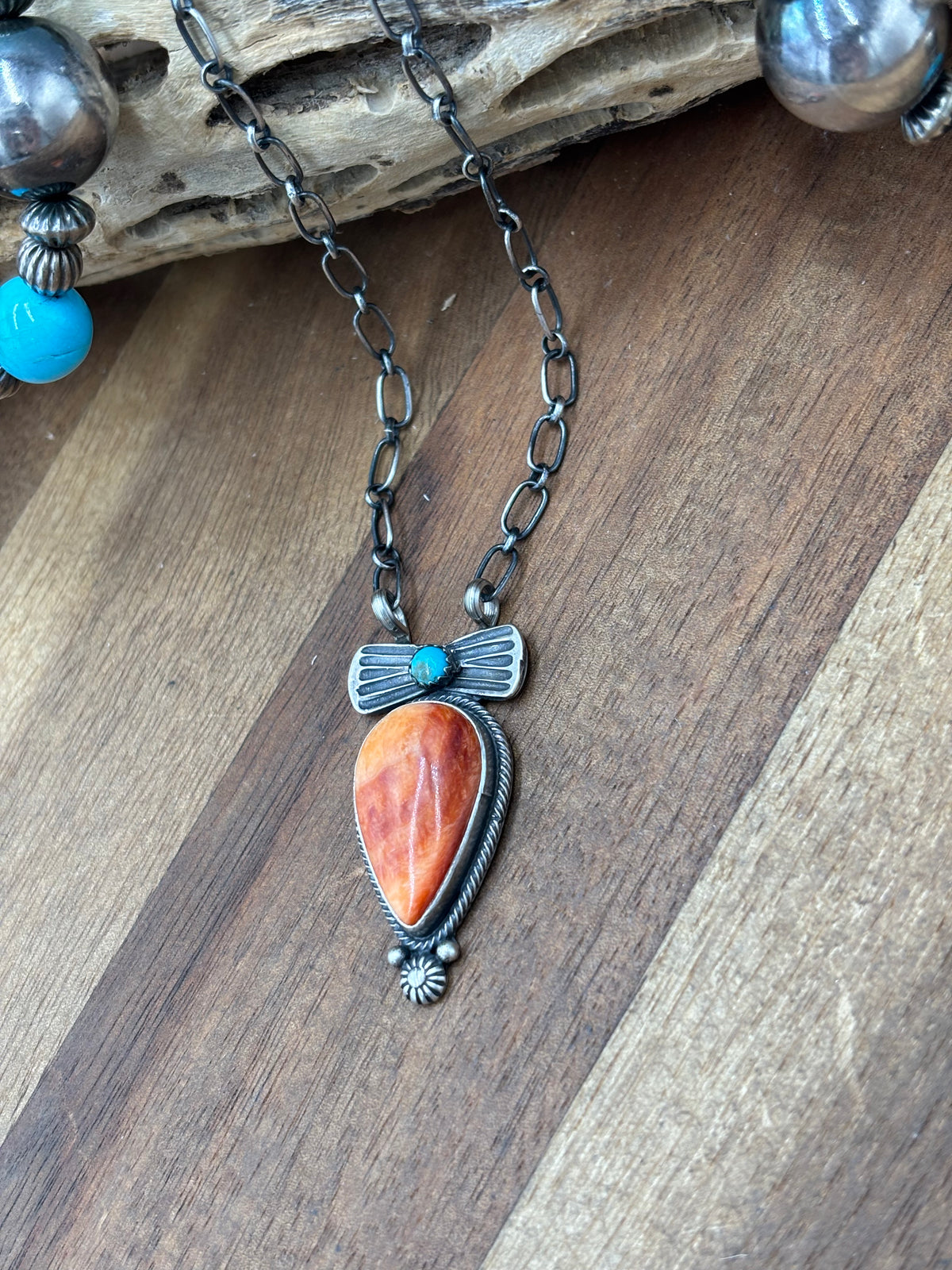 Orange Spiny #922-36 Necklace by Verley Betone, Navajo