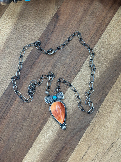 Orange Spiny #922-36 Necklace by Verley Betone, Navajo