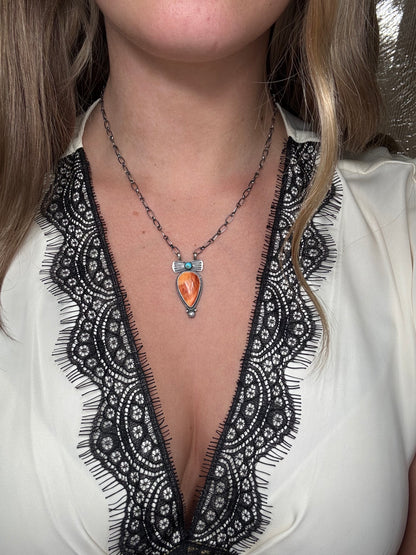 Orange Spiny #922-36 Necklace by Verley Betone, Navajo