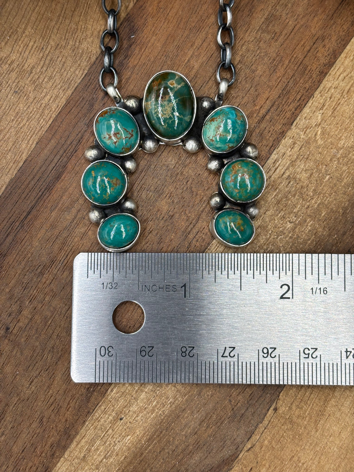 Kingman Turquoise #923-4A Naja Necklace by Augustine Largo, Navajo