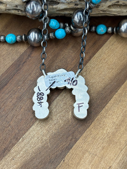 Kingman Turquoise #923-4F Naja Necklace by Augustine Largo, Navajo