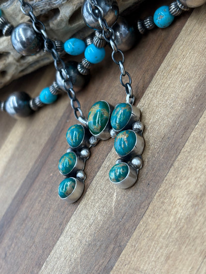 Kingman Turquoise #923-4F Naja Necklace by Augustine Largo, Navajo