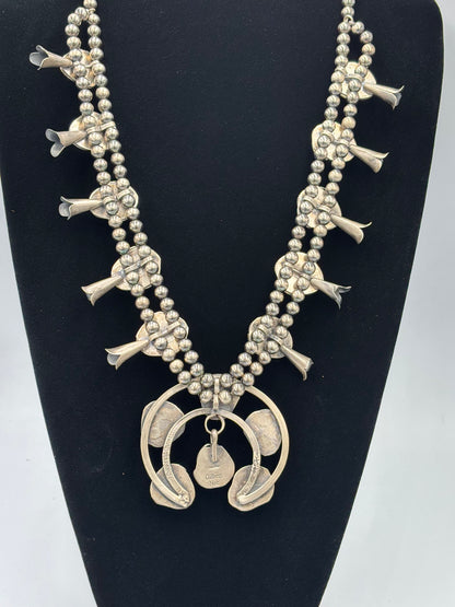 Green Turquoise #923-3 Squash Blossom Necklace by Gilbert New, Navajo