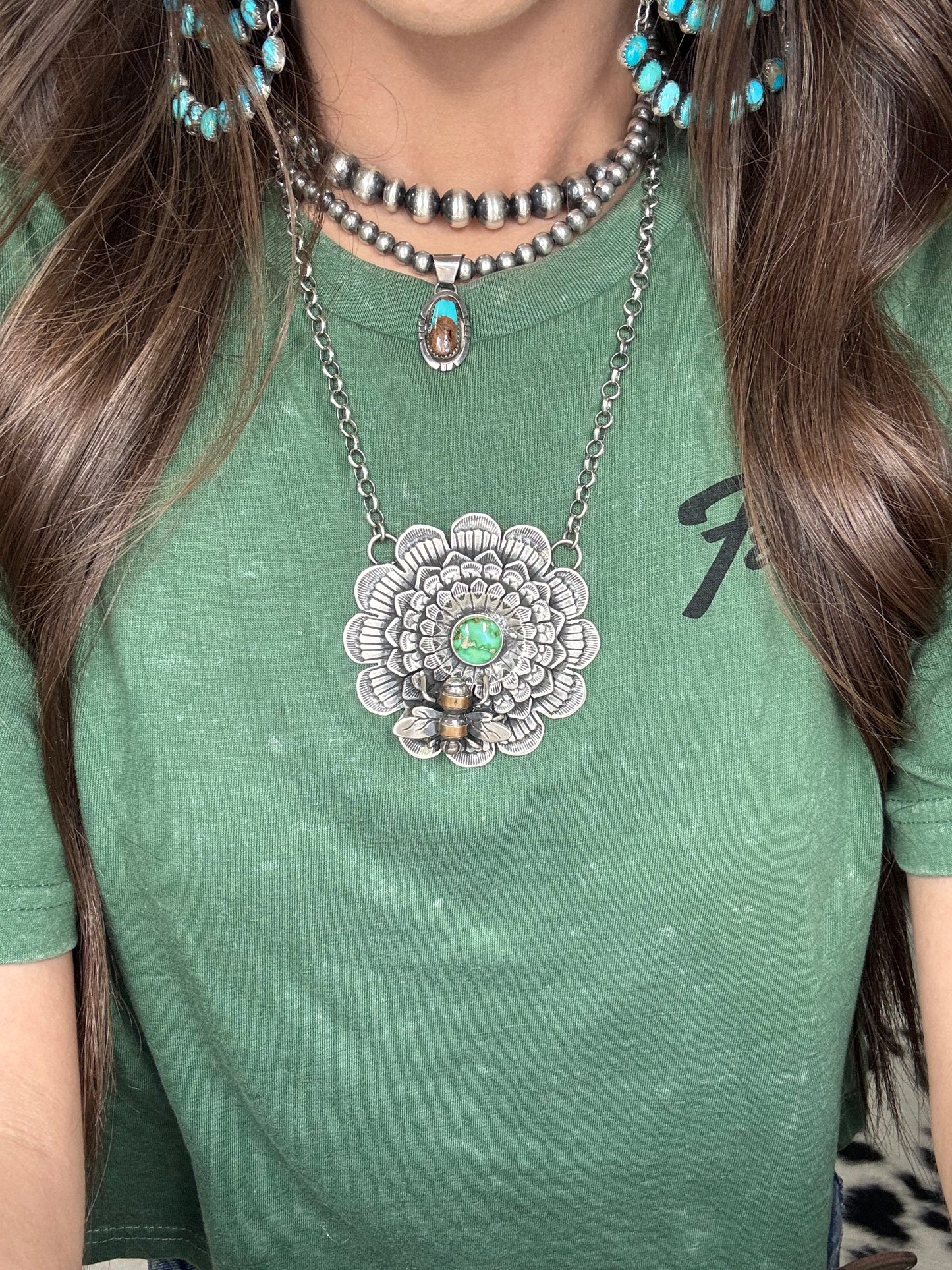 Sonoran Gold Bee Necklace by Russel Sam, Navajo