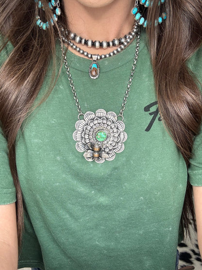 Sonoran Gold Bee Necklace by Russel Sam, Navajo