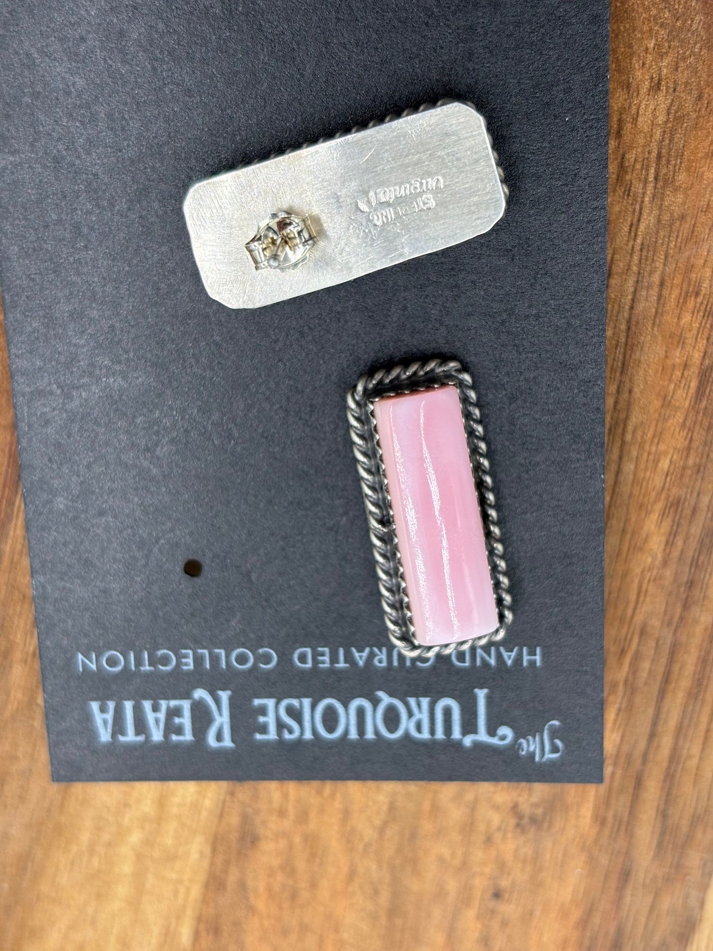 Pink Conch Stud Earrings by Virginia Becenti, Navajo