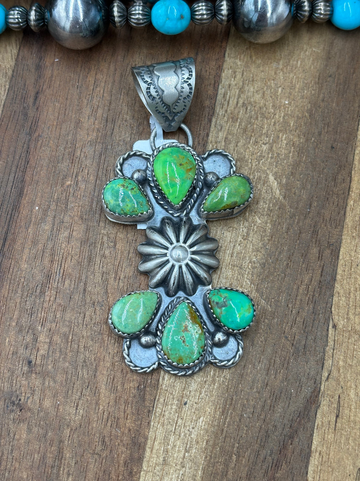 Green Turquoise #922-43 Pendant by Philbert Nez