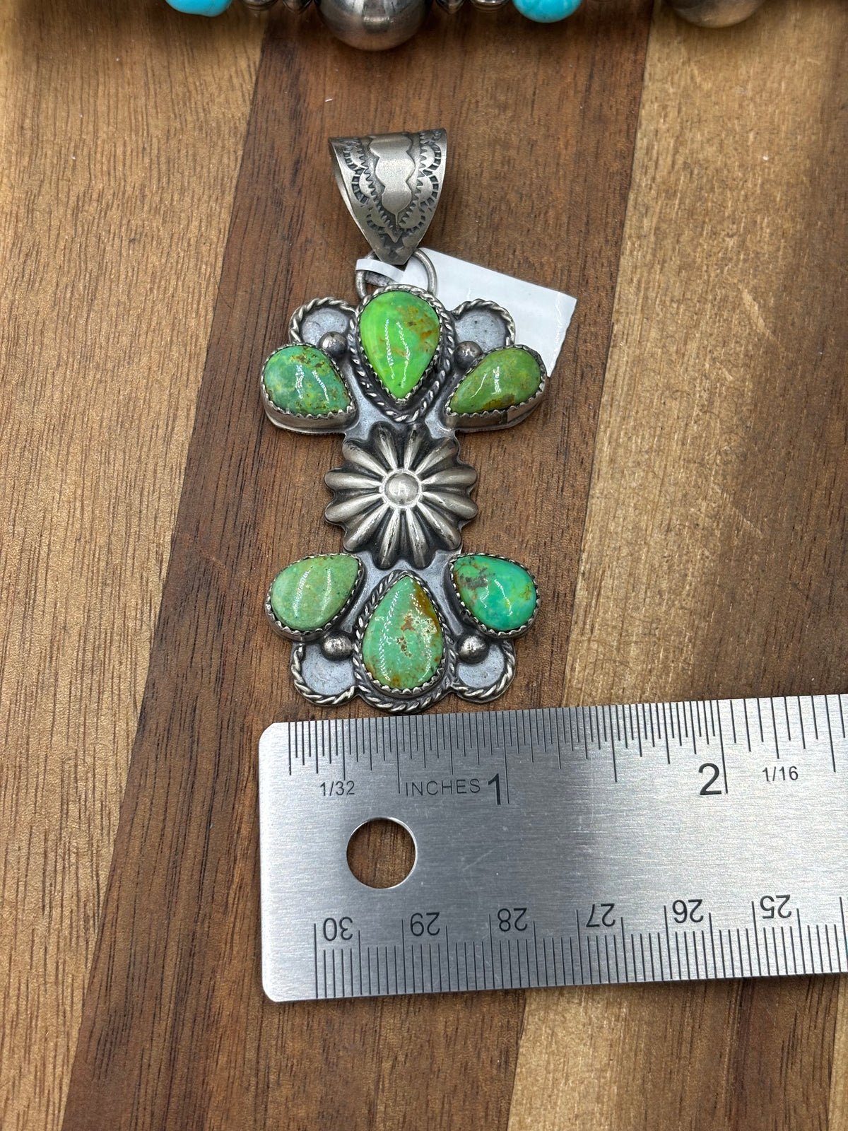 Green Turquoise #922-43 Pendant by Philbert Nez