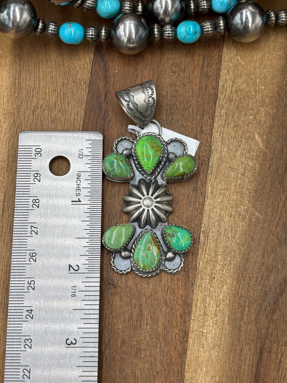 Green Turquoise #922-43 Pendant by Philbert Nez