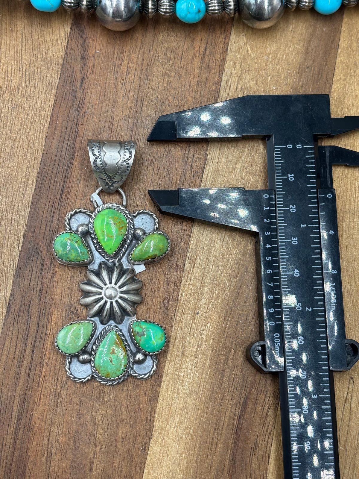 Green Turquoise #922-43 Pendant by Philbert Nez