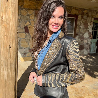 Scully Dark Espresso With Bronze Beaded Embellished Jacket