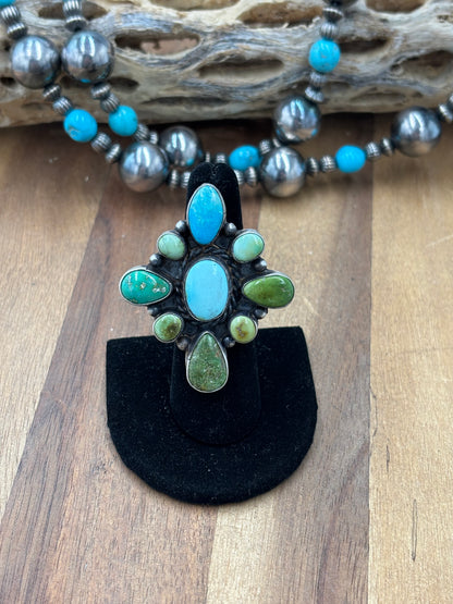 Sonoran Gold #922-42 Turquoise Adjustable Ring by Wilson Dawes, Navajo