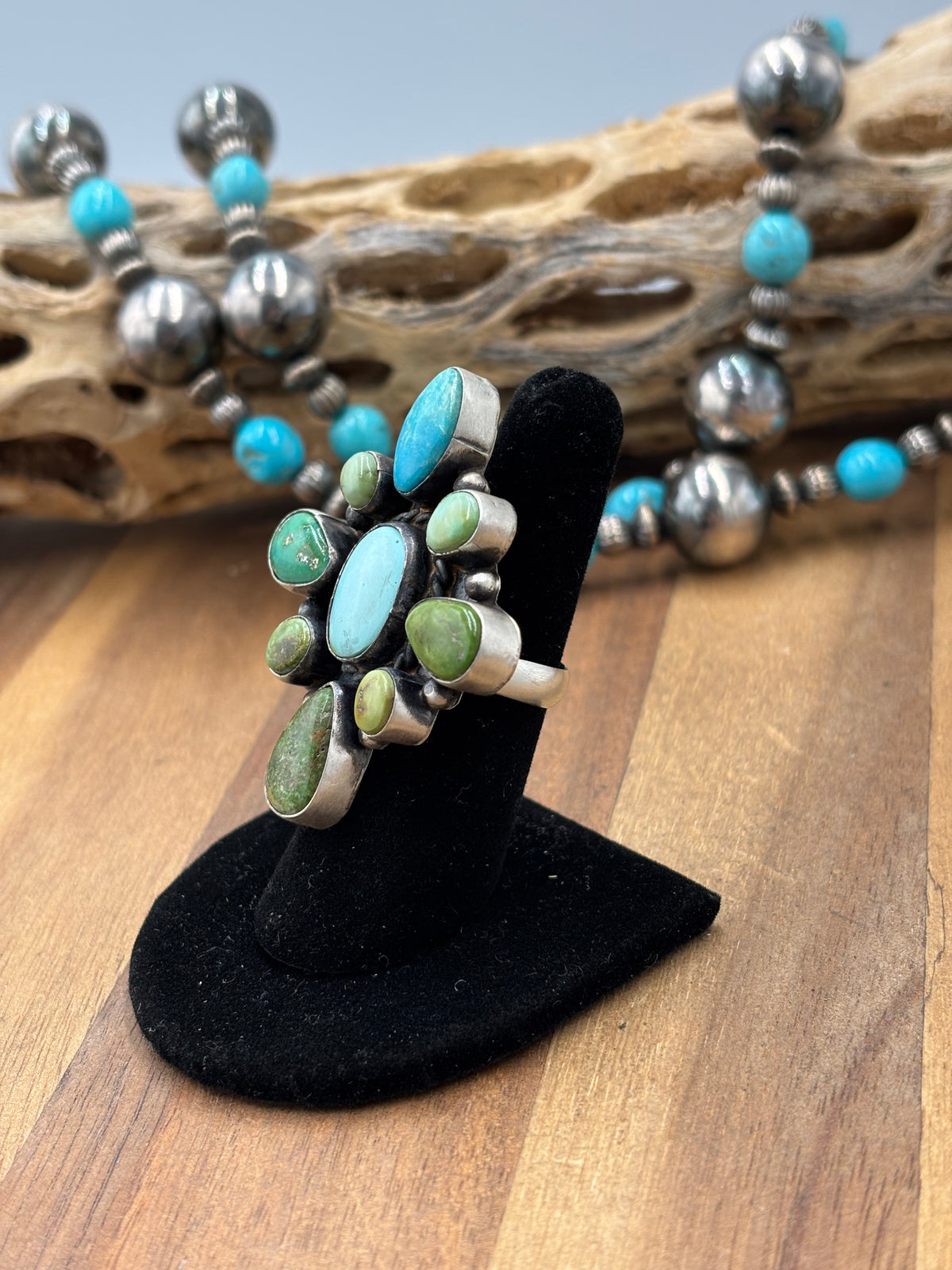 Sonoran Gold #922-42 Turquoise Adjustable Ring by Wilson Dawes, Navajo