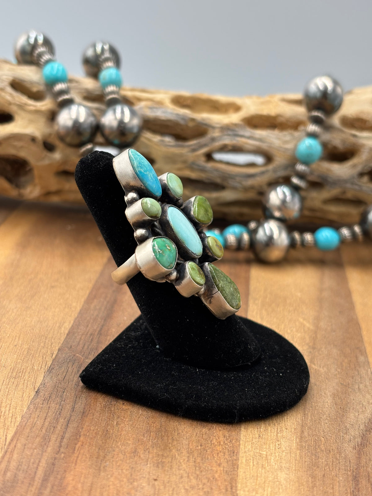 Sonoran Gold #922-42 Turquoise Adjustable Ring by Wilson Dawes, Navajo