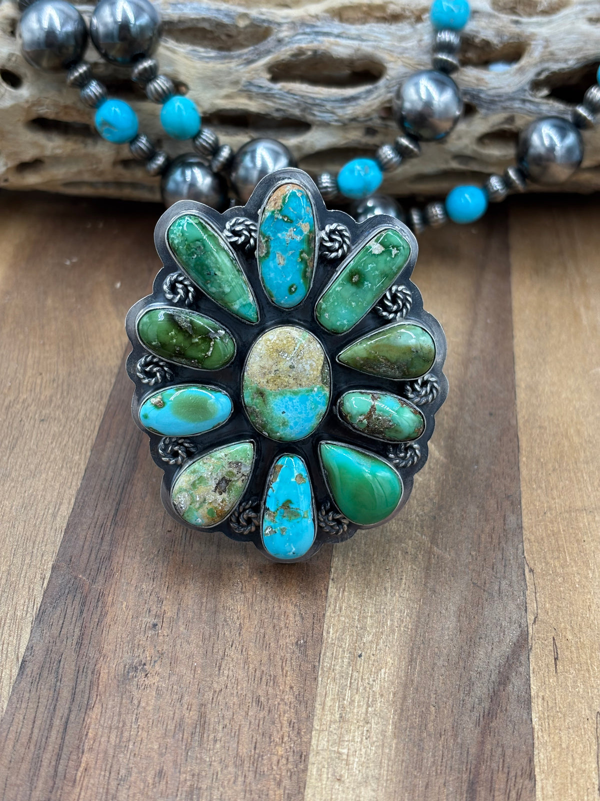 Sonoran Gold #922-40 Turquoise Cluster Cuff by Gabriel Jurardo