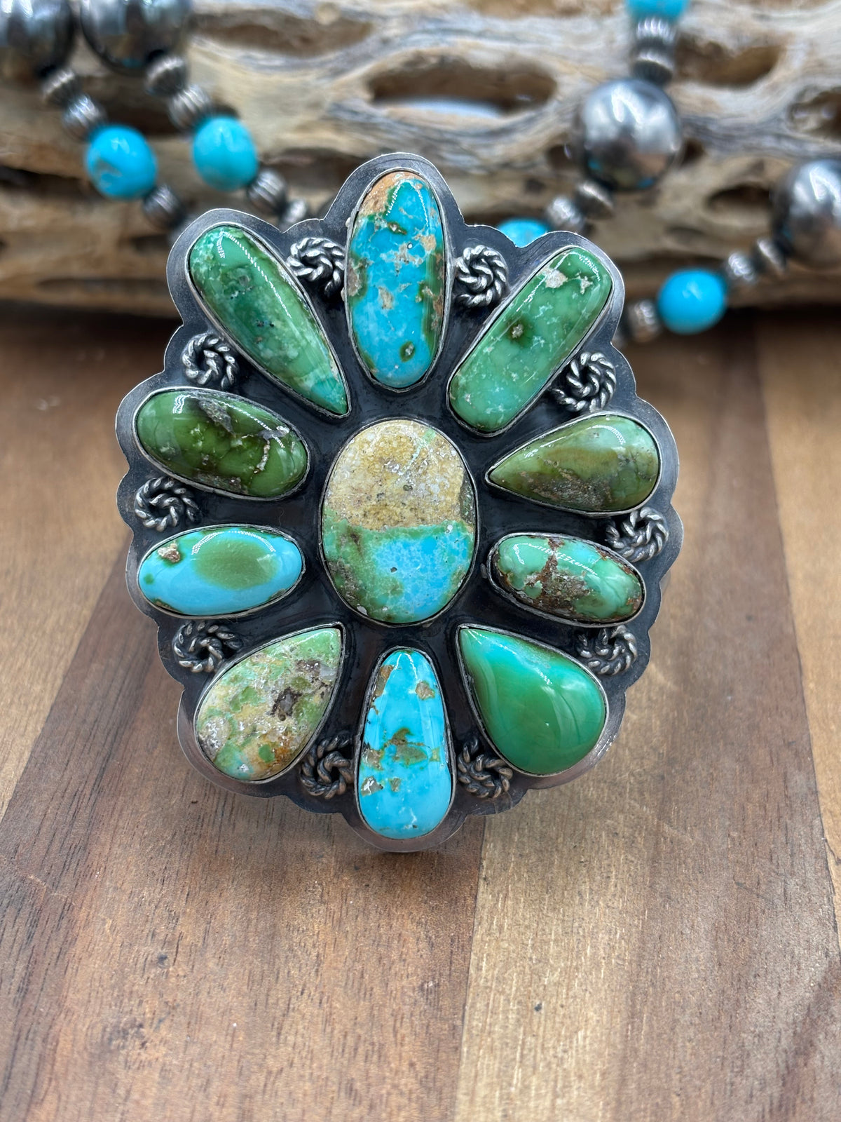 Sonoran Gold #922-40 Turquoise Cluster Cuff by Gabriel Jurardo