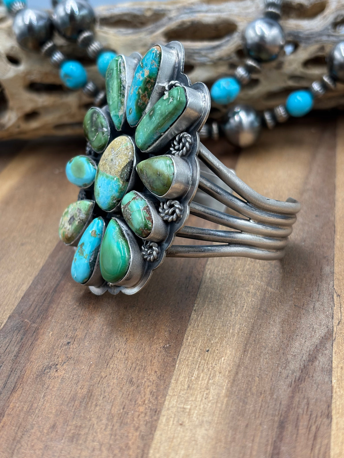 Sonoran Gold #922-40 Turquoise Cluster Cuff by Gabriel Jurardo